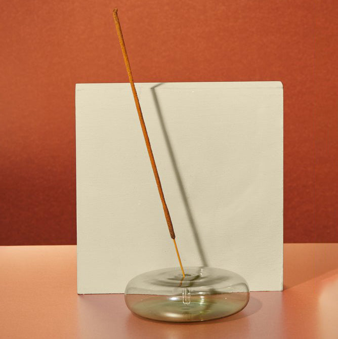 Hand Blown Glass Incense Holder - Green