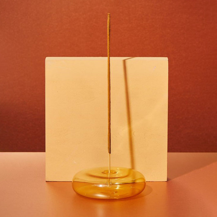 Hand Blown Glass Incense Holder - Yellow