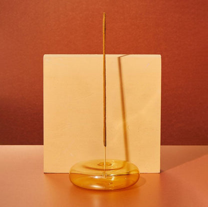 Hand Blown Glass Incense Holder - Yellow