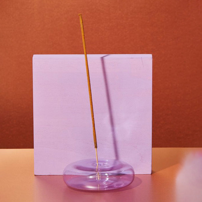 Hand Blown Glass Incense Holder - Lilac